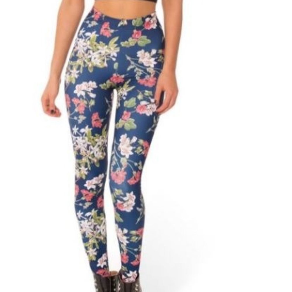 BlackMilk Floral Garden Navy Leggings L